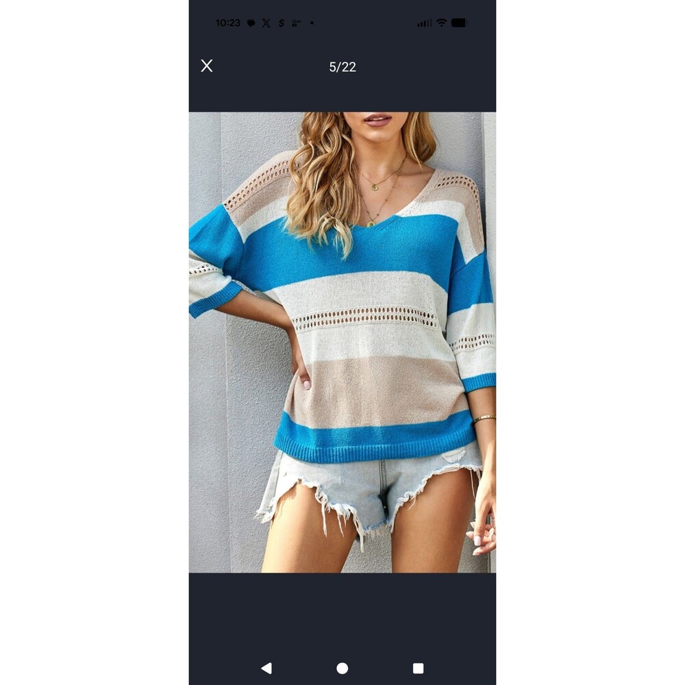 Sky Blue Casual Knit Top